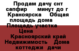 Продам дачу снт сапфир. 10 минут до г. Краноярска. › Общая площадь дома ­ 10 › Площадь участка ­ 6 › Цена ­ 300 000 - Красноярский край Недвижимость » Дома, коттеджи, дачи продажа   . Красноярский край